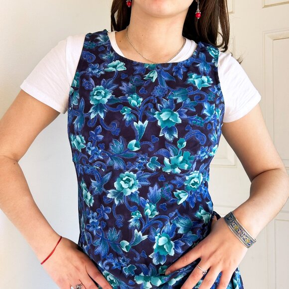 90s Vintage All That Jazz Floral Tank Top Maxi Sun Dress - Picture 4 of 6